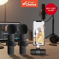 K9 2in1 Lapel Wireless Mic Noise Cancelling Mini Microphone for iOS TypeC for Live Streaming Vlog Wi