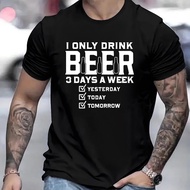 Apparel Fashion I Only Drink Beer Letter 3D Printed T-shirts Large Size Loose Men's Short Sleeve Clo