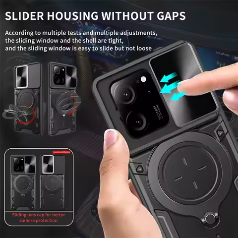 For Xiomi 13T Case Shockproof Armor Ring Slide Lens Protect Funda For Xiaomi 13 T Mi 13T T13 Mi13T X