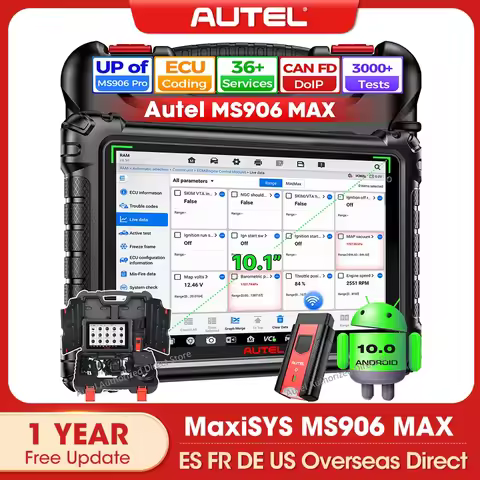 Autel MaxiSys MS906 MAX Scanner 10.1" Bi-Directional Diagnostic Tool, 3000+Tests 40+ Services, CAN F