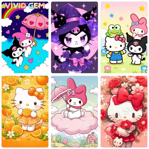 VIVID GEM Sanrio 5D DIY Diamond Painting Hello Kitty Sanrio Kit Sanrio Cute Character Paint Art Full