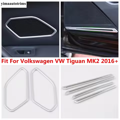 Door Speaker Audio Sound Loudspeaker Strip Cover Trim For Volkswagen VW Tiguan MK2 2016 - 2023 Carbo