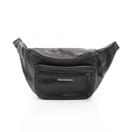 [二手] BALENCIAGA Explorer Belt Pack Graffiti 腰包/斜背包，529550，黑色皮革。