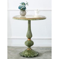 地中海圓形沙發邊幾角幾美式彩繪休閑桌歐式復古綠色花幾圓桌3209