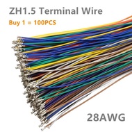 【✆New✆】 fka5 100pcs Zh1.5 1.5mm Pitchconnector Terminal Wire Electronic Wire Single/double Head Without Housing 28awg 50/100m/150m/200/ 300mm
