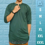 HIJAU Original Al Kaf Men's 3-Sleeved Cotton 30s Kurta T-Shirt SML XL XXL XXXL 2XL 3XL Green