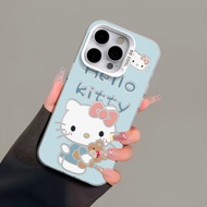 เคสมือถือหมีกอด Hello Kitty สำหรับ Apple 13เคสมือถือ iphone15การ์ตูน14PROMAX น่ารัก12ด้าน