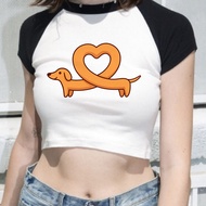 Dachshund Dog crop top gyaru vintage harajuku Aesthetic shoujo girl style y2k woman clothes