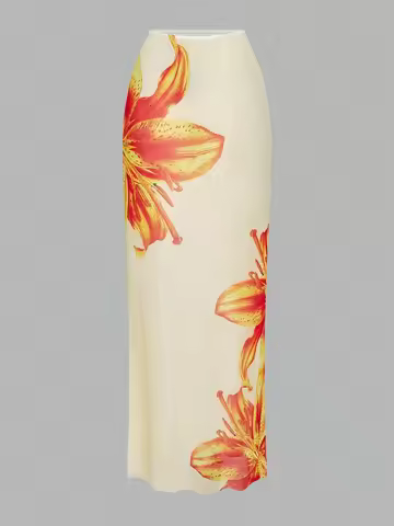 Lily Printed Bikini Set With Skirt Beach Vacation Swimwear