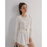 AIR SPACE Classic Round Neck Buttoned Knit Cardigan with AIR SPACE Logo Embroidery