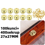 100pcs/Set Retro Style Box Hooks 27x27mm Box Lock Wooden Box Lock Including Screws