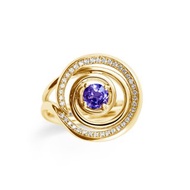 坦桑石螺旋求婚訂婚鑽石戒指套裝 14k黃金圓環新娘結婚2合1指環