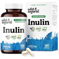 Wild & Organic Inulin Capsules 1400 mg - Digestive & Gut Support - Chicory Root Inulin Fiber Supplem