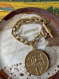 {sale} 淡金刷銀錢幣吊飾或手鏈