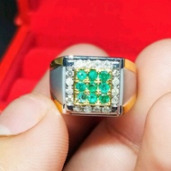 cincin berlian cowok zamrud persegi silver