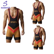 Mens Wrestling Singlet Sleeveless Bodysuit Athletic Leotard Bodysuit Mens Sportswear for Gym Trainin