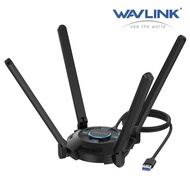 WAVLINK USB WiFi Adapter for PC AX5400 Tri-band 2.4/5/6GHz Wireless Network Adapter with 4 High Gain