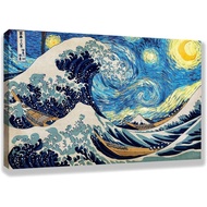 The Great Wave Off Kanagawa The Starry Night Poster-katsushika Hokusai Vincent Van Gogh Art-canvas P