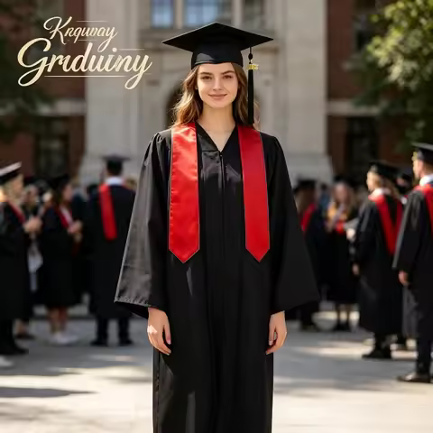 Bachelor's Graduation Dress with Hat for Girls Over 14 Years Old Black Academic Dress High School an