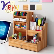 ViRYN Wooden Pen Holder Stationery Storage Box Desk Finishing Student Pen Table Organizer Rack