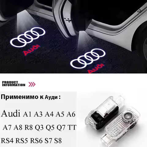 2Pcs Led Car Door Logo Projector Welcome Light Emblems For Audi A3 A6 Q3 B5 B6 B7 B8 B9 Q7 8P 8V 8L 