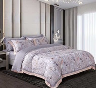 SPREI BEDCOVER SUTRA 80s MOTIF BUNGA MINIMALIS UNGU LILAC - SPREI SUTRA ORIGINAL 80s CUSTOM SIZE KIN