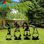 GLENES Gnome Sign, 2D Acrylic Garden Gnomes Stake, Gnome Silhouette Branch Black Hollow Out Gnome Gr