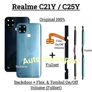TOMBOL Backdoor + Button + Flexible On Off Volume Realme C21Y / C25Y Fullset Back Cover Back Door Ba