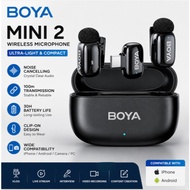 BOYA Mini 2 Wireless Lavalier Microphone 2TX+1RX Noise Cancelling Clip-On Mic