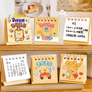<Dream-t> 2026 Custard Bear Calendar Desk Calendar Portable Coil Schedule Planner Desktop Decoration