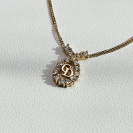 Dior迪奧金色水滴型水鑽閃石項鍊頸鏈延長鏈 日本中古vintage