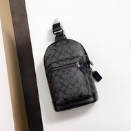 COACH original mens bag chest bag shoulder bag crossbody bag casual travel bag leather waist bag vin