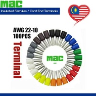 MAC 100pcs/Pack Insulated Ferrules Terminal Block Cord End E2508 E1508 E6012 E1008 E7508 E0508