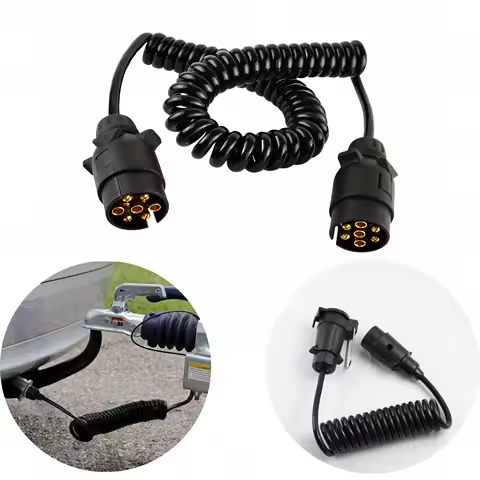 7 Pin TPU Trailer Spring Cable Male to Female Adapter RV Caravan Towing Electrical Connector 12V Wir