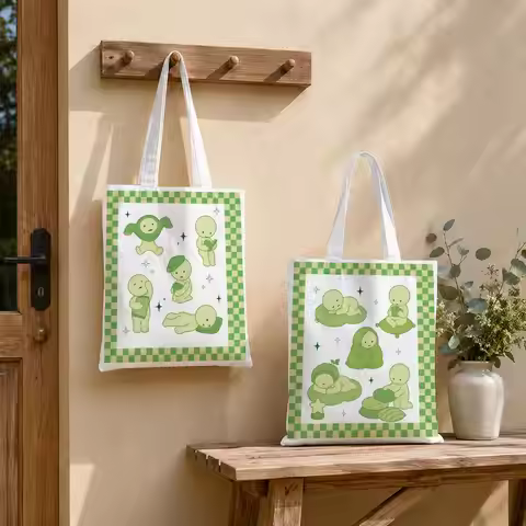 SMISKI Cozy Moments Storage Bags Tote Bag Reusable Shoulder Shopping Foldable For School Work Travel