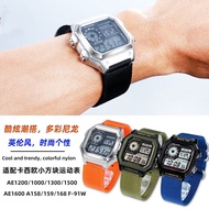 Suitable for Casio Square AE1200/1300/1600 AEQ110/W-218/F91W Nylon Canvas Strap