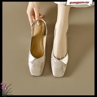 Chinese high heels elle heels Jumei 4cm cetakan retro sandal kepala persegi Cina baru wanita tumit t