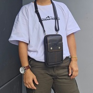 2 in 1 กระเป๋าคาดเข็มขัด มีสายสพาย ใส่ของได้เยอะ สายปรับสั้นยาวได้ หนังPU กันน้ำอย่างดี แบรนด