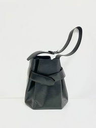 中古vintage二手正品LV black epi leather sac水桶包