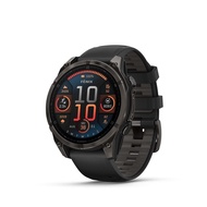 GARMIN Fenix 8 47mm AMOLED Watch - Sapphire Carbon Gray DLC Titanium/Black Silicone