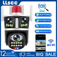 LLSEE 12MP 6K 10X magnification 3 lens CCTV wireless outdoor camera 360 2.4G&5G WIFI PTZ CCTV camera