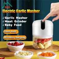 Mini Glass Electric Garlic Masher 300ml Food Garlic Press Mincer Vegetable Chopper Grinder Crusher M