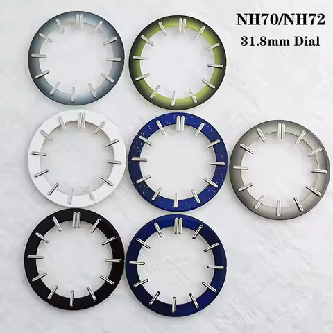 NH70 31.8mm Dial Hollow Transparent Watch Dial Green Luminous for NH70 NH72 Movement Circular Dial W