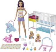 Barbie GFL38 Barbie Skipper's Babysitter, Bed and Bouncer Set, Doll & Accessories Included, 3 Years