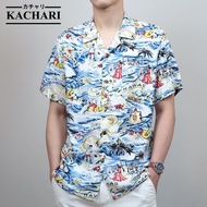 KACHARI "Land Of Aloha" (สีขาว) พร้อมส่งฟรี เสื้อฮาวาย เสื้อสงกรานต์ ผ้าเรยอน