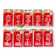 LILIN MERAH Red Polka Dot Number Birthday Candles (0 1 2 3 4 5 6 7 8 9)