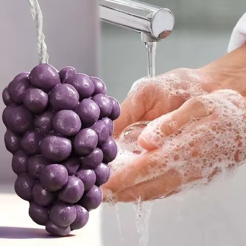 Grape Bunch Shaped Soap Bar - Natural Handmade Soap with Fresh Fruity Scent Gentle Cleansing for Sof