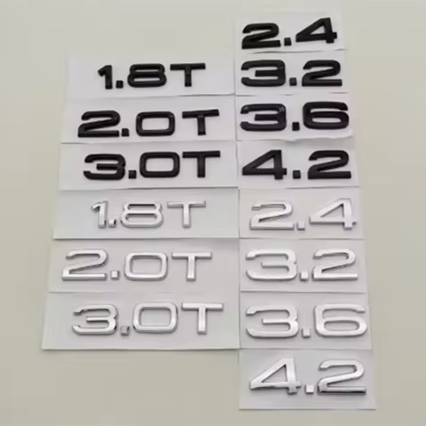 3D ABS Logo 1.8T 2.0T 3.0T 2.4 3.2 3.6 4.2 Emblem Letters Badge Car Fender Side Decal Rear Trunk Sti