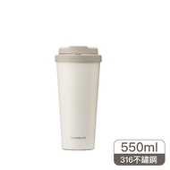 樂扣樂扣韓風簡約彈跳316不鏽鋼咖啡杯/550ml/象牙白(LHC3249IVY-TW)