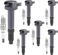 Kinwrdsn Set of 6 Ignition Coils Pack UF486 and Iridium Spark Plug SP493 compatible with Ford Escape
